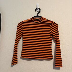 Striped Orange and Black Long Sleeve Top